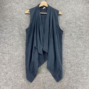 Calia Top Women L Large Blue Open Front Sleeveless Wide Strap Casual Solid